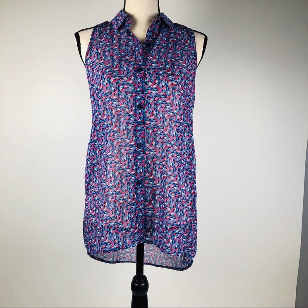 Candies Geometric sleeveless sheer  Blouse Small